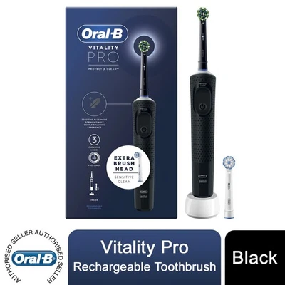 Oral-B Vitality Pro Spazzolino Elettrico Ricaricabile con 2 Testine, Nero