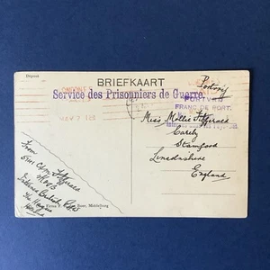Cubierta de correo del prisionero de guerra de la Primera Guerra Mundial - Red London F S máquina pagada cancelar 1918 AZ343 - Imagen 1 de 2