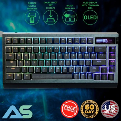 Razer Blackwidow V4 Pro 75% OLED Display Gaming Keyboard Orange Tactile Switches - Image 1 of 4