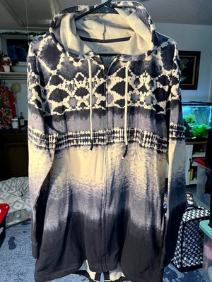 Sudadera con Capucha American Rag Azul y Blanco Tie-Dye & Hombre Larga Cremallera Completa Talla Grande Foto 1 de 3