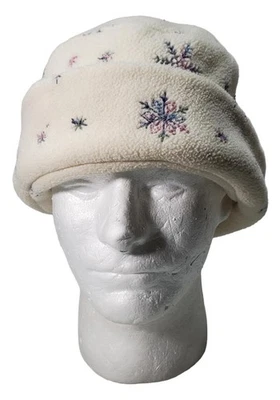 Boné gorro de lã Neck Works branco com padrão de floco de neve feito nos EUA - Imagem 1 de 4