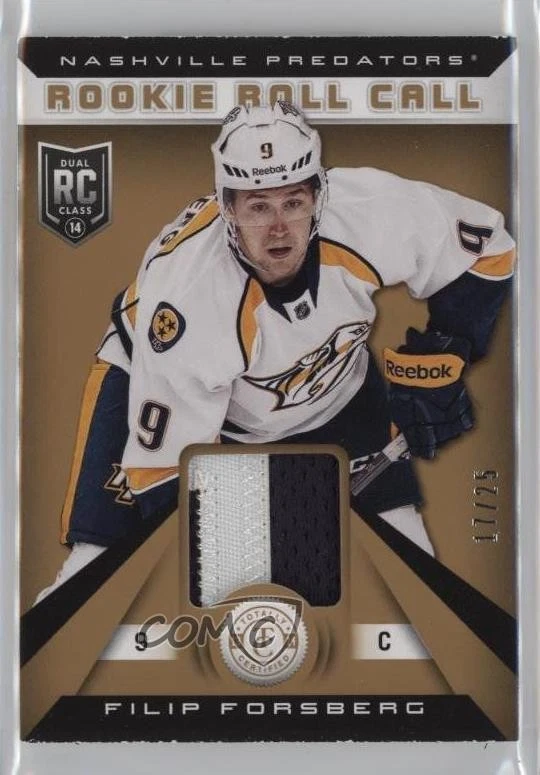 2013 Totally Certified Rookie Roll Call Gold /25 Filip Forsberg #RR-FF Patch RC - Image 1 of 2