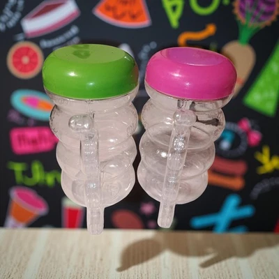 Set OF 2 Plastic Sip-A-MUG with Built-In straw, 14 Oz/414 mL Clear With Color Li - Image 1 of 4