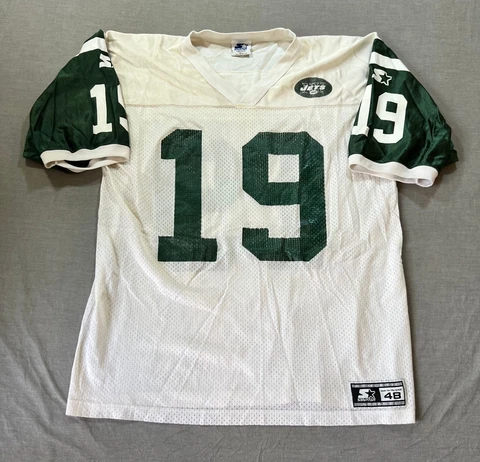VTG New York Jets Johnson Jersey Adult Large White Short Sleeve Pullover Mens Cover