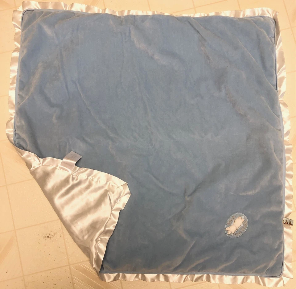 Bunnies By The Bay BABY'S FIRST BLANKIE Manta Azul Blanco Espalda Satinada 28x28 Foto 1 de 2