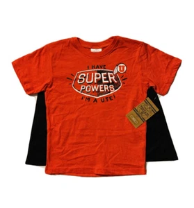 New NCAA Utah Utes Boys Toddler Red Logo Shirt W/ Black Logo Cape Size 4T - Picture 1 of 6