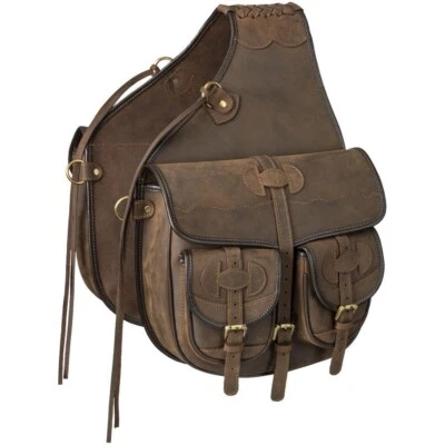 OILED LEATHER SADDLE BAG-Black or Brown - Image 1 of 4