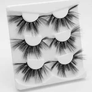 5D Real Mink False Eyelashes 3 Pairs Wispy Cross Long Thick Soft Fake Eye Lashes - Picture 1 of 8