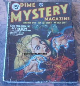 GHOUL KNIFE ATTACK DIME MYSTERY MAGAZINE DECEMBER 1947 FLEMING-ROBERTS PULP - Picture 1 of 1