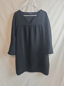Madewell Black Starland V-Neck Bell-Sleeve Dress with Pockets Womens Sz Large - Picture 1 of 6