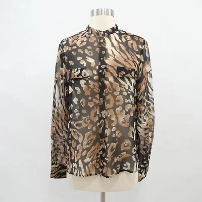 Dolce Vita Silk Blouse Shirt Top Womens M Medium Animal Print Black Brown Beige - Image 1 of 4