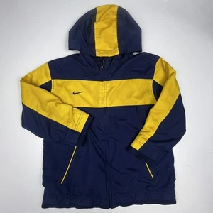 Vintage Y2K Nike Navy & Yellow Track Jacket Windbreaker Youth Boys Large (8-10) - Picture 1 of 21