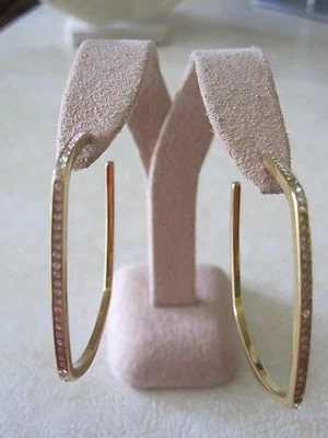 NWT Michael Kors Cityscape Chains Geometric Pave Stone Hoop Earrings/ Gold Tone - Image 1 of 3