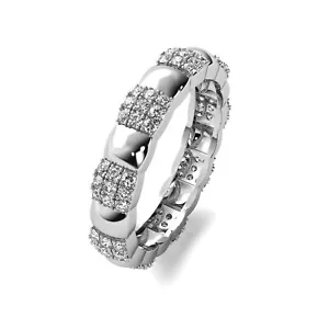.65 CT G/VS2 Fancy Round Cut Lab Grown Diamond Eternity Ring 14k White Gold - Picture 1 of 4