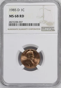 1985-D 1C RD Lincoln Memorial One Cent NGC MS68RD 4825208-007 - Picture 1 of 2