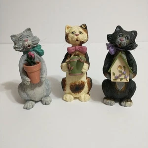 Juego de trío de estatuillas de gatos de jardín Kurt Adler maceta regadera pajarera difícil de encontrar - Imagen 1 de 24