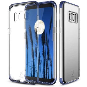 For Samsung Galaxy S8 Slim Fit Clear Shockproof Bumper Case Cover Navy Blue - Picture 1 of 6