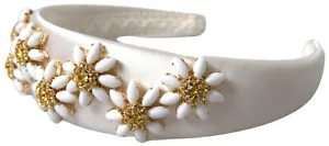 DOLCE & GABBANA Kids Headband White Daisy Flower Embellished One Size 740usd