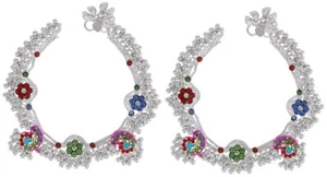 Traditionelles versilbertes Legierungs Fußkettchen für Frauen & Mädchen ethnischer Schmuck DR231 - Bild 1 von 3