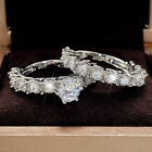 2 Pcs/set  Elegant 925 Silver Ring Cubic Zirconia Wedding Women Jewelry Sz 6-10