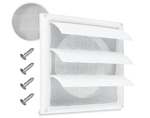 6" Plastic Louvered Vent Cover White Outdoor Dryer Vent Cover with Screen Screw - Picture 1 of 7