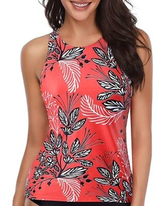 High Neck Tankini Top Bathing Suit Tops for Women Tummy Control Tank Tops Swi... - Picture 1 of 6