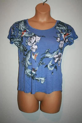 NUEVO Top para mujer MAX JEANS púrpura estampado floral manga gorra XS NUEVO CON ETIQUETAS $50 Foto 1 de 4