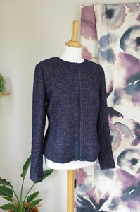 BNWT JIGSAW Wool, Alpaca & Mohair blend Blackberry tweed zip jacket size 14 - Picture 1 of 10