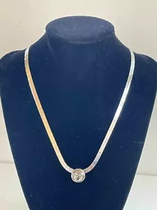 Cadena plana de plata de ley de 18" con potenciador extraíble redondo de circonita cúbica C1 Italia Tailandia - Imagen 1 de 9