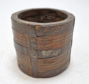 Vintage Wooden Round Grain Measurement Paili Pot Original Old Hand Crafted - Picture 1 of 7