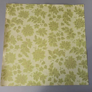 Vintage Wallpaper Sample Sheet 70s Avocado Green Floral Crafting Ephemera Paper - Picture 1 of 9