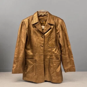 Vakko Jacket Size Large  Leather Women's Brown Blazer Style Jacket - Picture 1 of 7