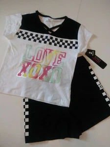 XOXO Sport Two-piece Girls Size Large 6x Athletic Black Shorts Casual Top - Picture 1 of 12