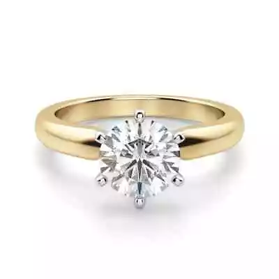 2Ct Round Certified Lab Grown Diamond Solitaire Engagement Ring 14K Yellow Gold - Image 1 of 4