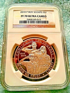 2010 P S $1 BOY SCOUTS PF 70 ULTRA CAMEO NGC - Picture 1 of 6