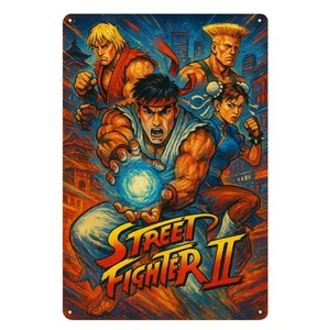 Póster metálico retro de videojuego Street Fighter 2 Capcom - Letrero de hojalata - Tamaño: 20x30 cm - Imagen 1 de 5