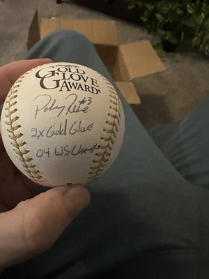 Pokey Reese 04' WS champ Signed Autographed auto Rawlings Official mlb Baseball - Image 1 of 2
