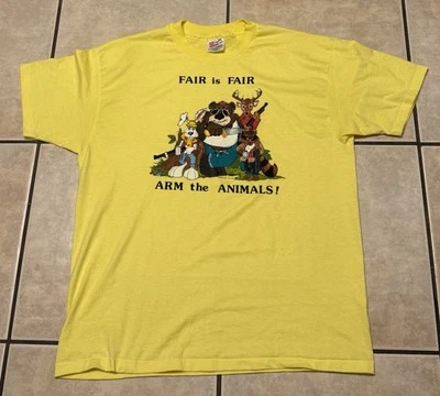 Camisa De Colección Años 90 Fair Is Fair Arm The Animals XL Ciervos Caza PETA NRA Escopeta Foto 1 de 4