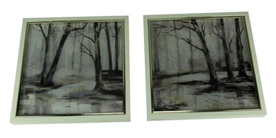 Set of 2 Winter Forest Framed Nature Art Prints 13 Inches Square - Image 1 of 3