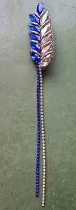 Weizen Stiel Brosche Anstecknadel goldfarben & blau 2 1/2" - 8" Modeschmuck - Bild 1 von 6