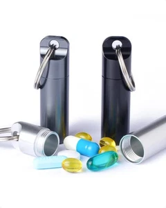 Waterproof Portable Keychain Pill Holder Medicine Fob with Key Ring for Trave... - Picture 1 of 6