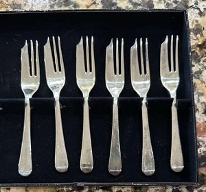 6 Leonard Towle Silver Company versilberte Gebäckgabeln 5 Zoll - Bild 1 von 5