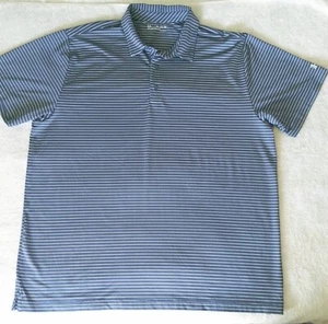 Under Armour Heat Gear Polo Shirt Men's 3XL XXXL Blue White Stripe Loose Fit - Picture 1 of 8