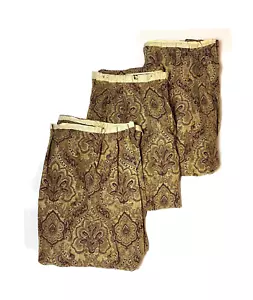 Vintage Antique Set 3 Drapes Pinch Pleat Tapestry Handmade Curtains 90 Panels - Picture 1 of 9