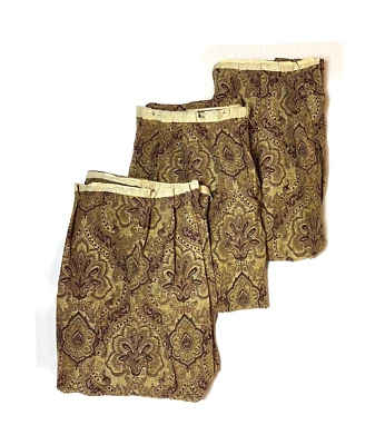 Antiguo juego de 3 cortinas vintage plisadas tapiz cortinas hechas a mano 90 paneles Foto 1 de 4