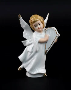 9942746 Porcelain Figurine Wagner & Apel Angel with Harp Christmas H10cm - Picture 1 of 1