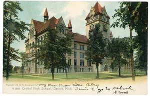 Antique Postcard Detroit MI Michigan Central High School Undivided Posted 1906 - Picture 1 of 2