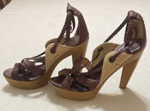 FRYE Shoes Womens Size 10B Western Huarache Slingback Leather 5" Heels - Picture 1 of 13