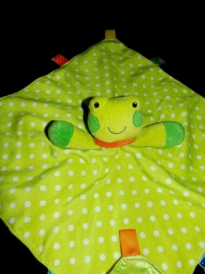 Taggies Rana Verde Lunares Bebé Manta Seguridad Lovey Etiqueta Juguete Sonajero Satinado Foto 1 de 2