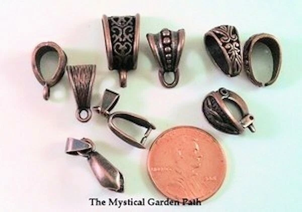 Mezcla de fianzas, 9 mezcla de fianzas de cobre envejecido aproximadamente 1/2" x 1/4" estilos surtidos * Foto 1 de 1